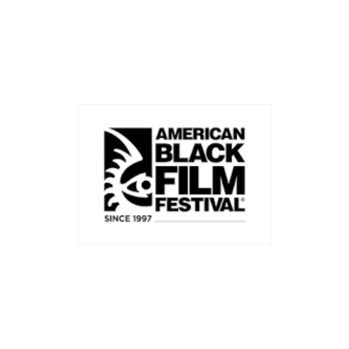 A black and white logo of the american black film festival.